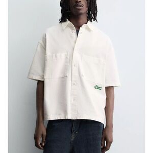 Zara CONTRAST EMBROIDERY SHIRT